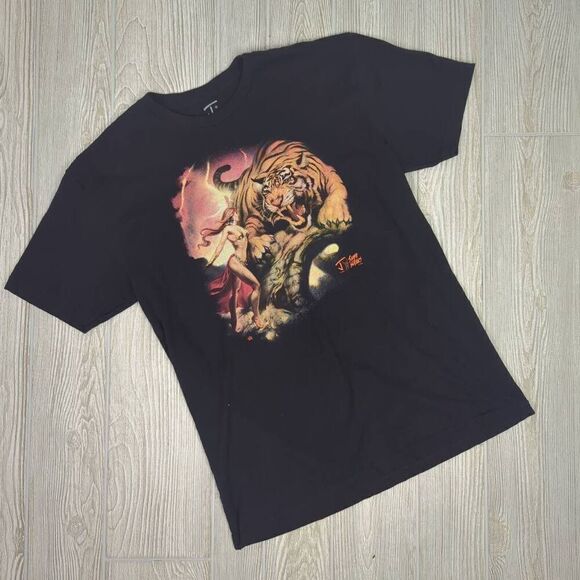 Limited Edition Slope Slavery Men’s Medium Tiger Amazonian Blue T-Shirt - Picture 1 of 7